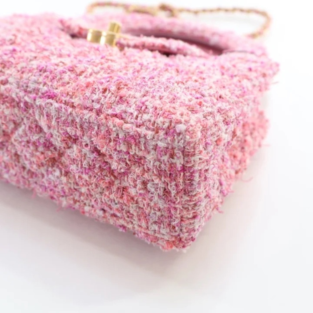 FULL SET AUTHENTIC Chanel 24P Kelly Shopping Bag Small Pink Tweed - Picture 9 of 15